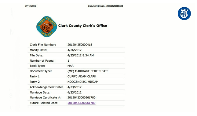 Clark County Clerk’s Marriage Certificate #20120423000261780, 27 ...