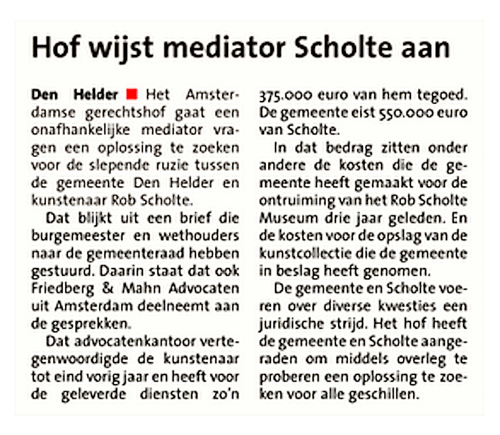 College Van B&W Den Helder – Brief Over Mediation Inzake Geschillen ...